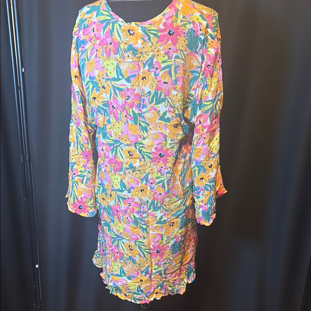 Anne Cole Floral V-Neck Swimsuit Cover Up Dress Size M - Picture 2 of 2